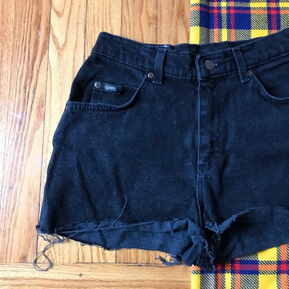 Vintage Lee Cutoff Jean Shorts Black Studded - Picture 3 of 7